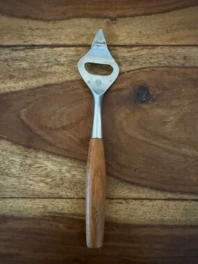 Vintage Dansk Fjord Stainless Steel Bottle Opener with Wood Handle